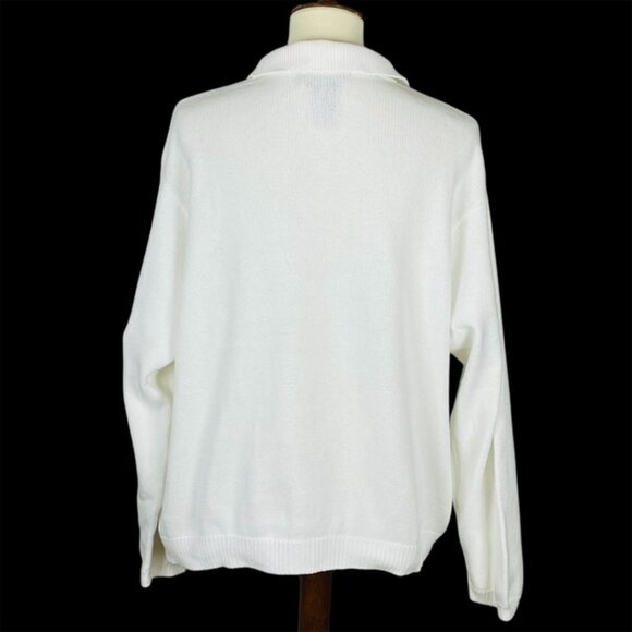 Vtg 90s Lands End Full Button Cardigan Sz L Minimalist Capsule Preppy Beach - Picture 4 of 6